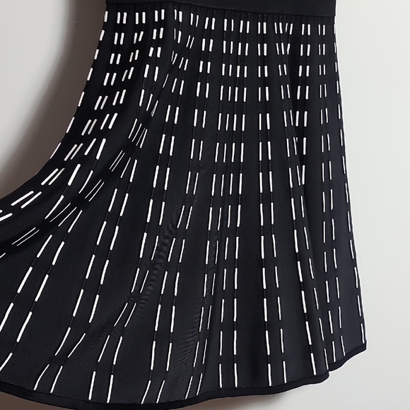 A.L.C. Black Sleeveless Crewneck Fit And Flare Dress In Black and White Size Med - Picture 5 of 16